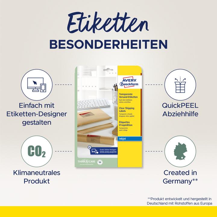 Produktbild Avery Versandetiketten transparent