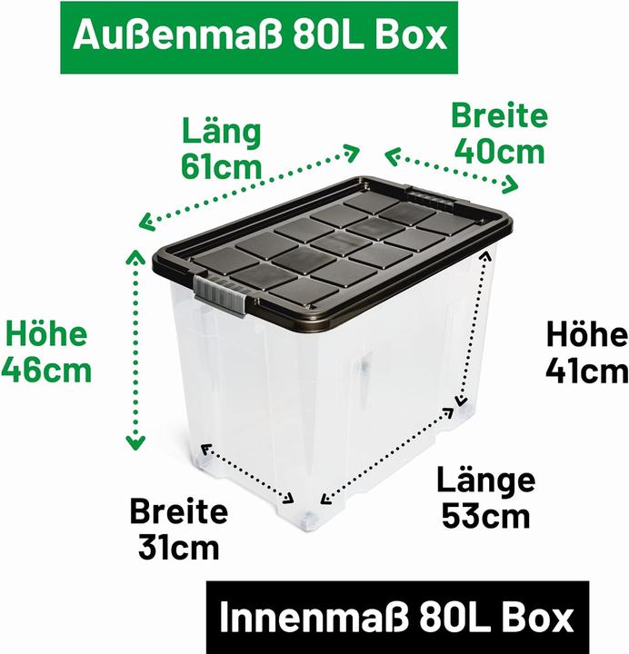 Image du produit Novaliv XXL Aufbewahrungsbox mit Deckel Gross 80L Anthrazit Nestbar stapelbare Plastikbox mit Clipver (40 cm, 80 l, 1x)
