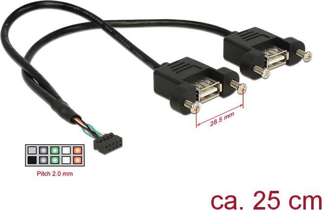 Produktbild Delock Pin USB 2.0/ 2 x USB 2.0 Typ-A, 28 AWG, /s (0.25 m)