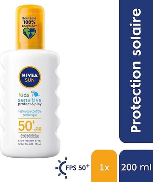 Immagine prodotto NIVEA Protezione solare spray sensibile per bambini SPF 50+ (Spray solare, SPF 50+, 200 ml)