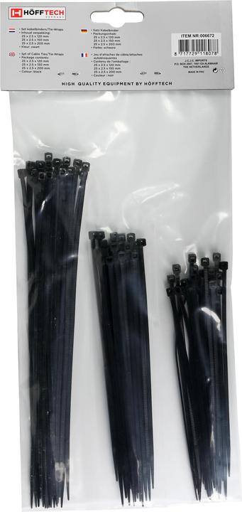 Actual product image ProPlus Cable ties / 75 pieces in 3 sizes black (Plastic cable ties, 120 mm, 75 pcs.)