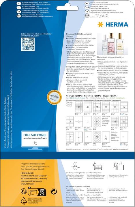 Actual product image HERMA Weatherproof Transparent Film Labels