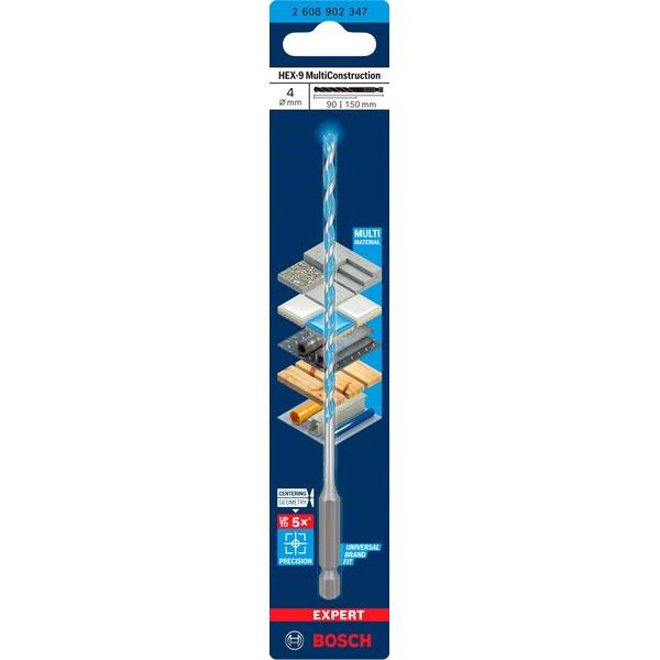 Thumbnail - Bosch Professional Zubehör, Bohrereinsatz, Expert HEX-9 Multi Construction Bohrer, 4 x 90 x 150 mm (4 Millimeter)