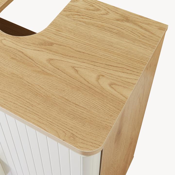 Actual product image En.Casa Waschbeckenunterschrank Ferrersp 80x60x35 cm Eicheoptik/Sandfarben (60 x 35 x 80 cm)