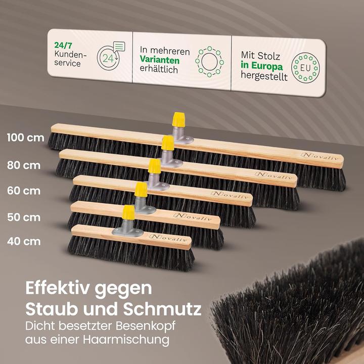 Produktbild Novaliv Grosser Besen Saalbesen 100 cm mit Stiel Borsten Haarmischung Besen fein mit stiel Ideal als (1 Stk.)
