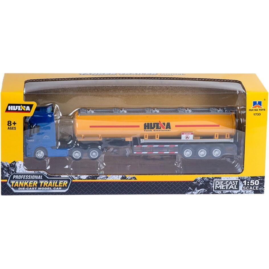 Huina Ciężarówka Cysterna Metalowa Ruchome Elementy Żółta 1:50