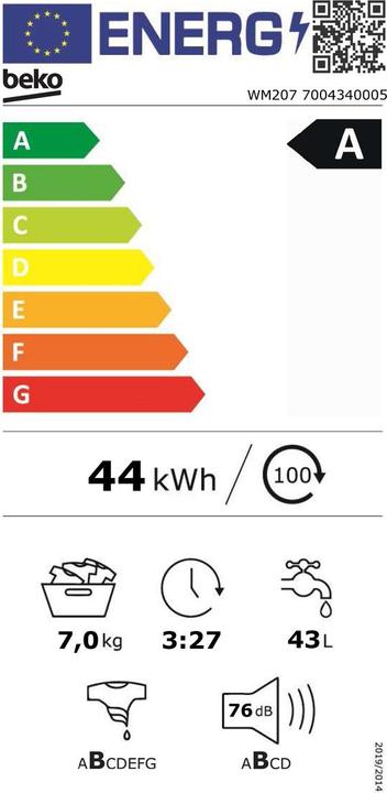 Energie-Label Beko WM207 (7 kg, Links)