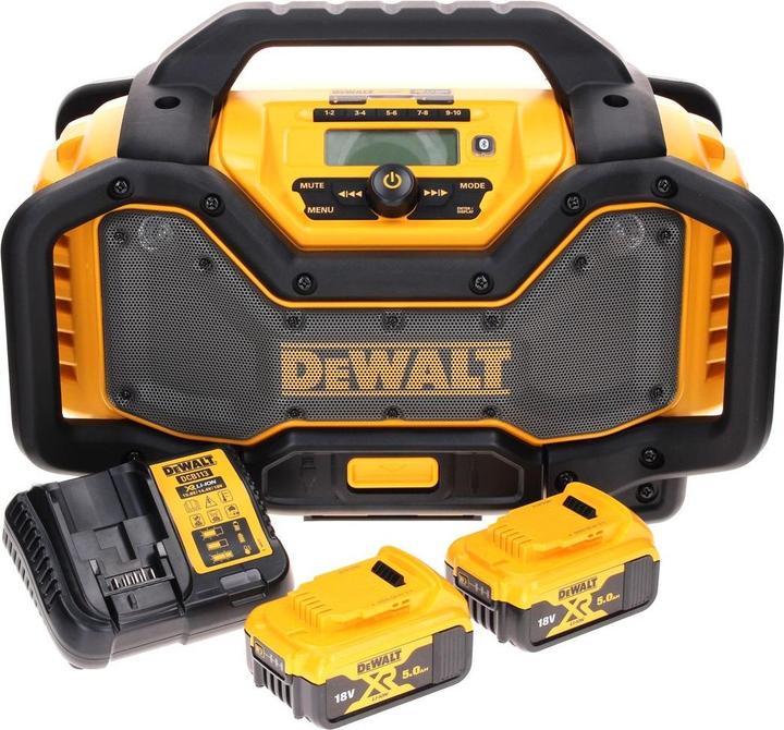 DeWalt DCR 027 P1 Radio sans fil DAB+ 10,8-18,0 V + 2x batterie 5,0 Ah + chargeur (DAB+ DAB, FM, Bluetooth)
