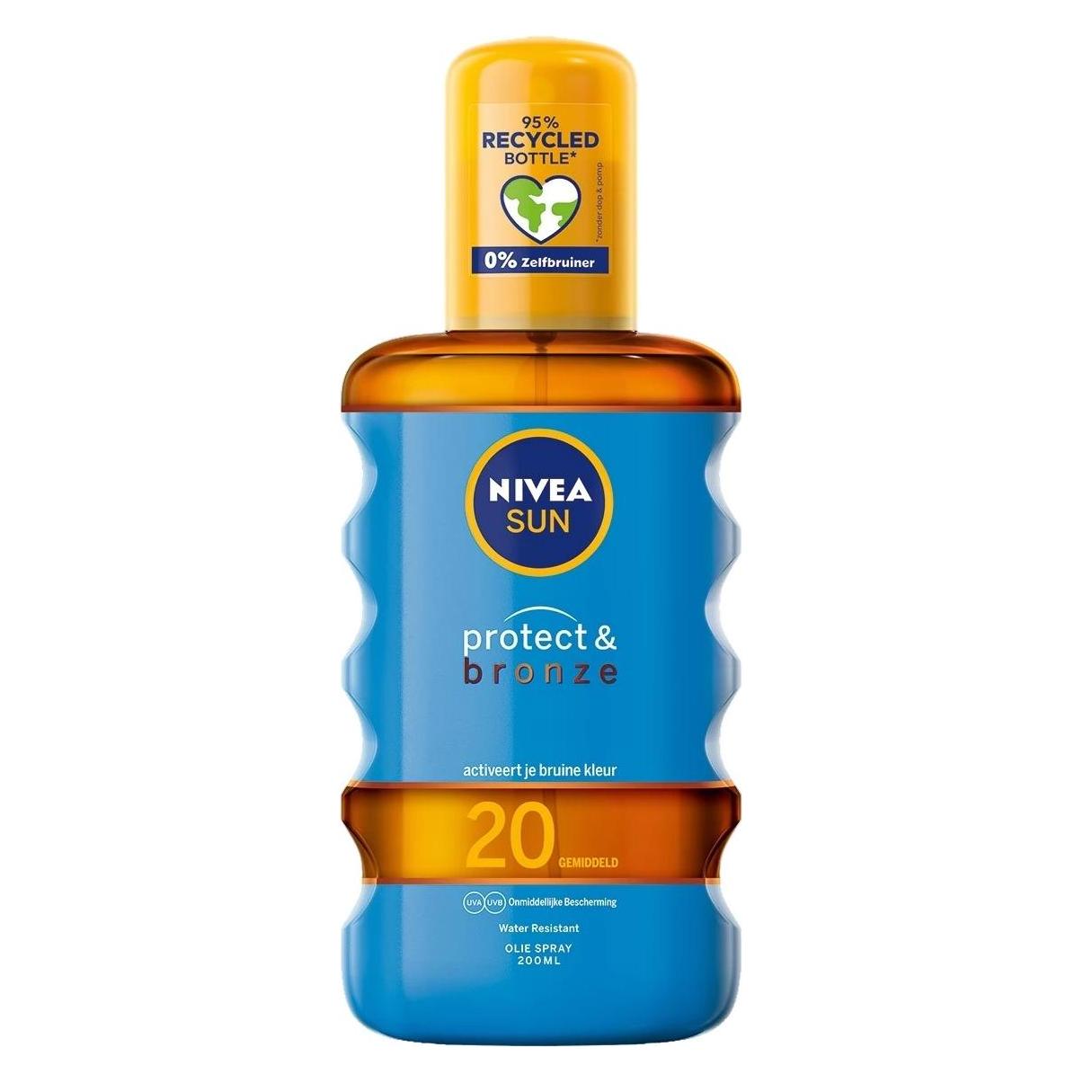 Nivea, Zonnecrème, Sun Protect & Bronze Beschermende Olie Spray Spf 20 200ml (Zonnebrandspray, Spf 20, 468.72 ml)