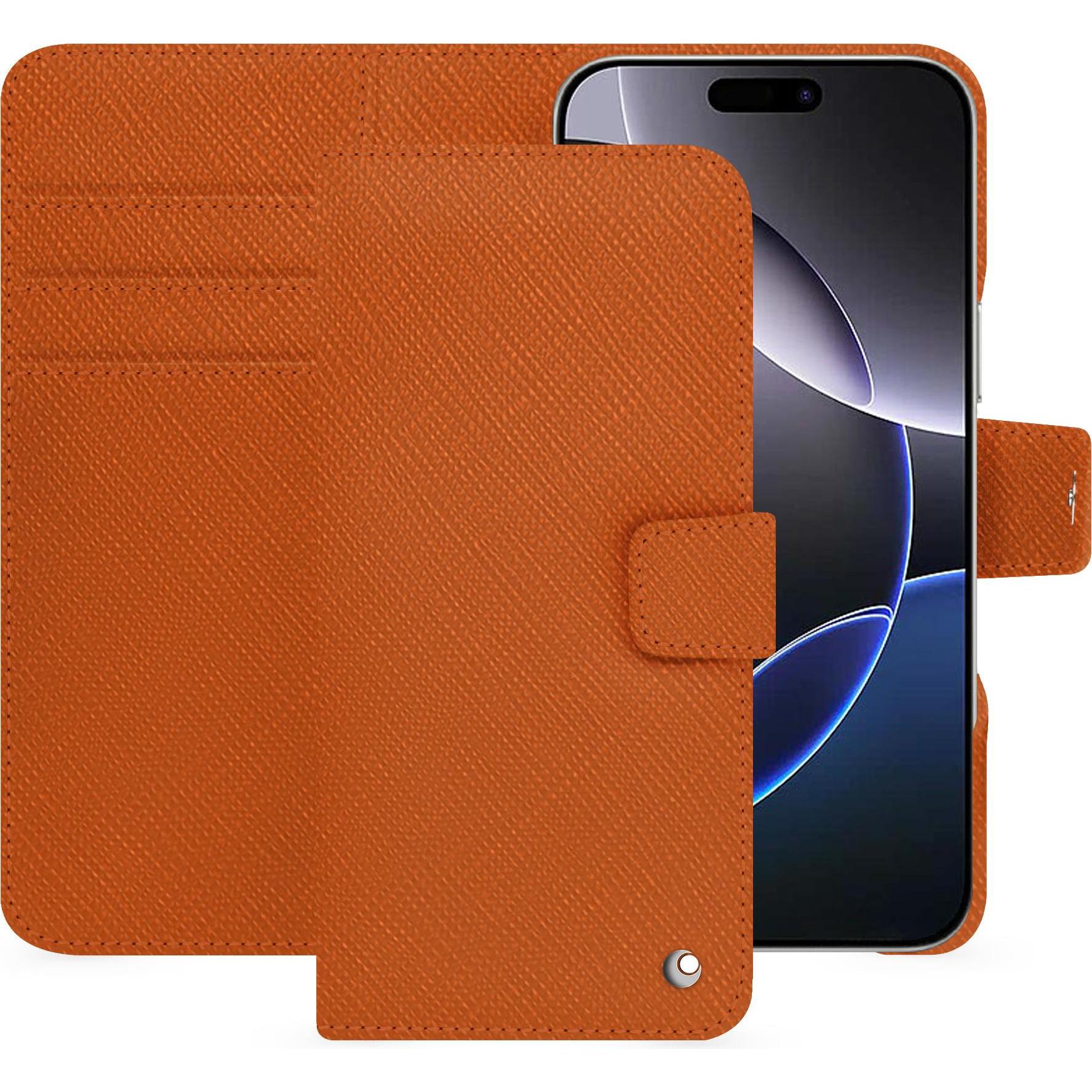 Noreve Lederschutzhülle Apple iPhone 16 Pro Max (Apple iPhone 16 Pro Max), Smartphone Hülle, Orange