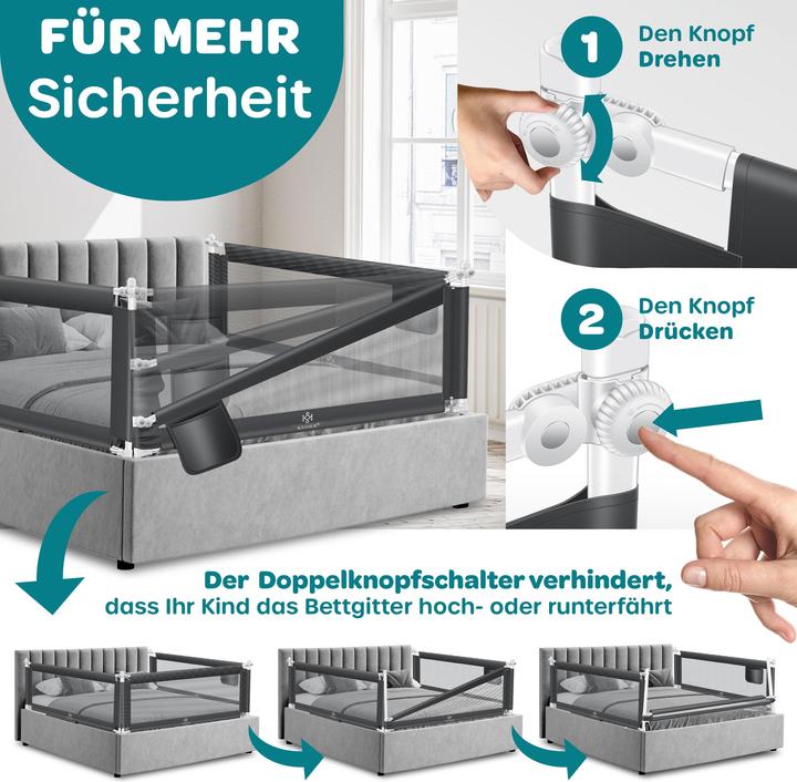 Actual product image Kesser Bed Rail Dark Grey 150cm