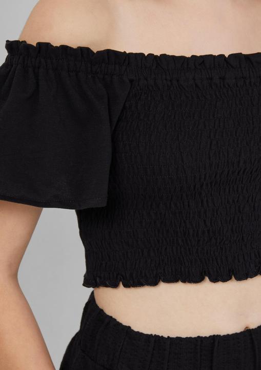 Produktbild S.Oliver T-Shirt Verkürztes Smok-Top mit Off-Shoulder-Ausschnitt (170, 176)