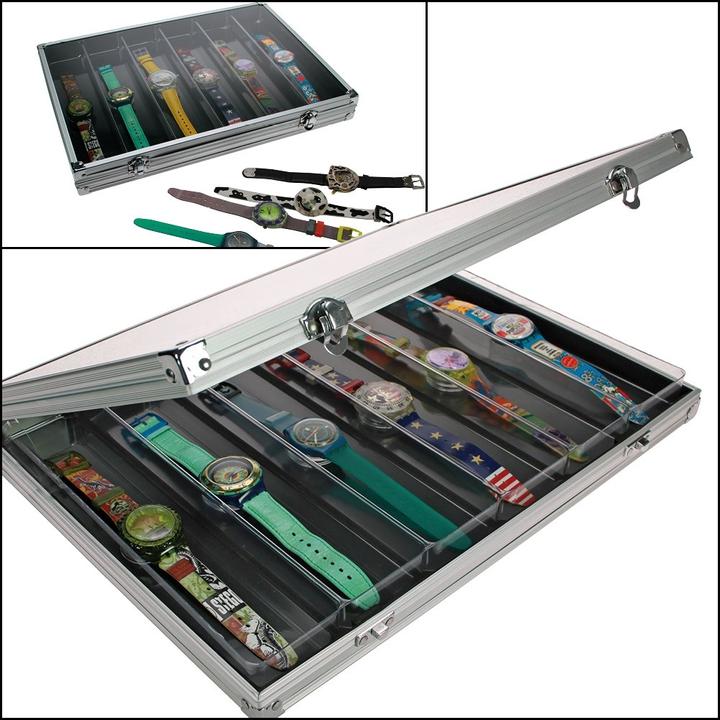 Produktbild Safe Aluminium Uhrenvitrine für 6 Uhren 65 mm