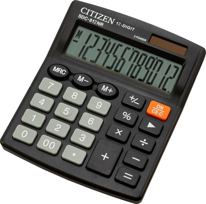 Actual product image Citizen Calculator SDC 812NR (Solar cells, Batteries)