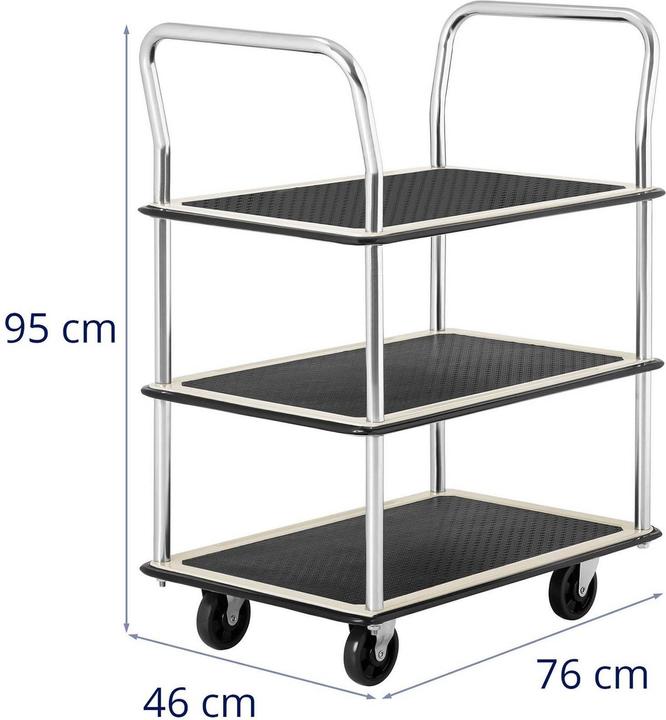 Actual product image MSW Etagenwagen 150 kg Transportwagen 3 Ebenen je 72 x 43 cm Handwagen Lagerwagen (150 kg, 3)