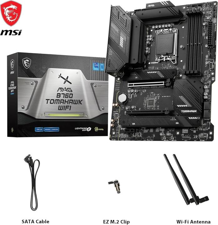 Productafbeelding MSI MB MAG B760 TOMAHAWK WIFI (B760,S1700,mATX,Intel) (LGA 1700, Intel B760, ATX)