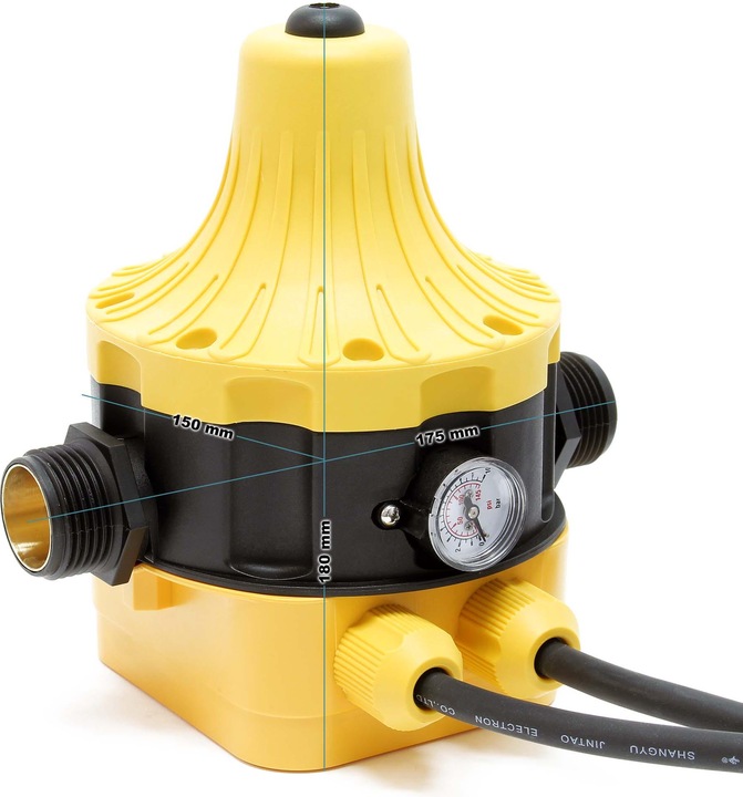 Actual product image Wiltec Pressure Switch EPC-5 230V with 2 Cables for Domestic Waterworks & Pumps with Dry-Run Protection (Domestic water pump)