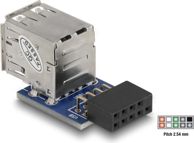 Image du produit Delock USB Pin Header femelle > 2 x USB 2.0 femelle - dessus (USB 2.0)