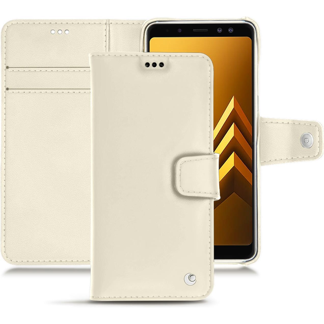 Noreve Lederschutzhülle Wallet (Samsung Galaxy A8 (2018)), Smartphone Hülle, Weiss