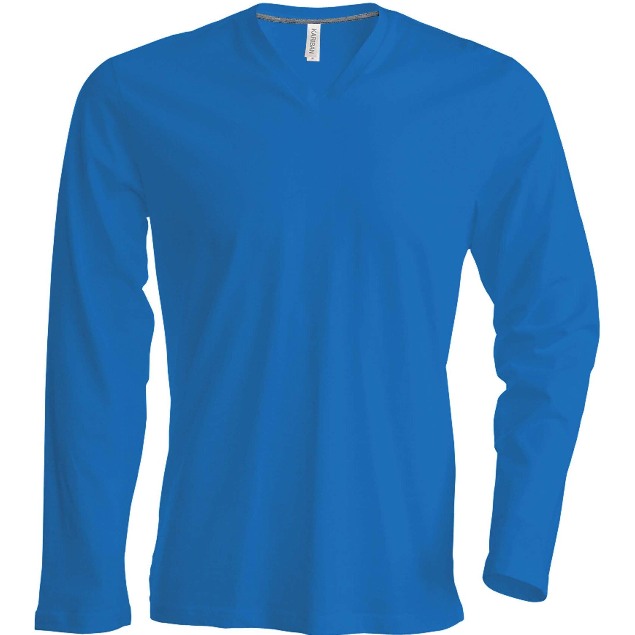 Kariban, Herren, Shirt, Col V manches longues, Blau, (3XL)