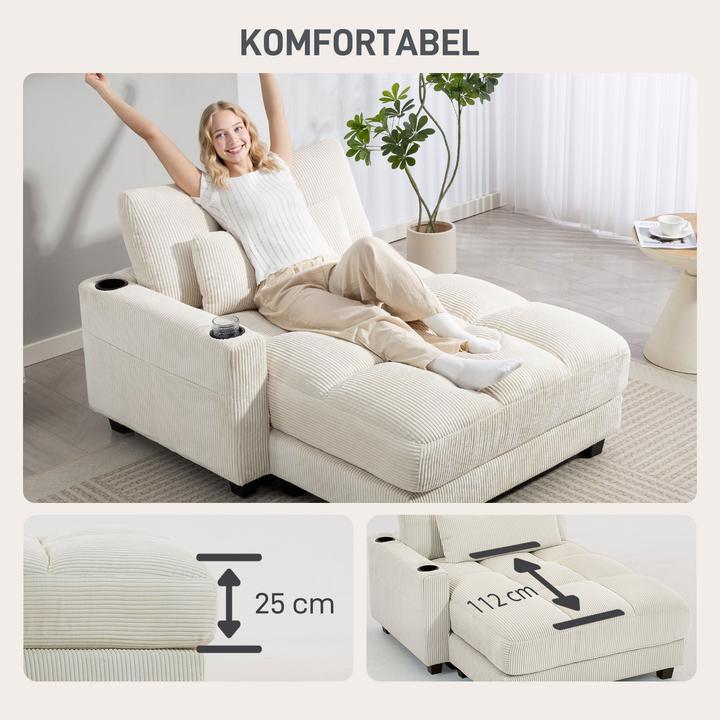 Produktbild Homcom Schlafsofa Polyester, Mehrschichtenplatte Cremeweiss (Recamiere)
