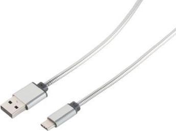 Actual product image Exertis Connect USB Charge-Sync Cable A/ Type 3.1 C Steel Silver 1m (1 m, USB 3.2 Gen 1)