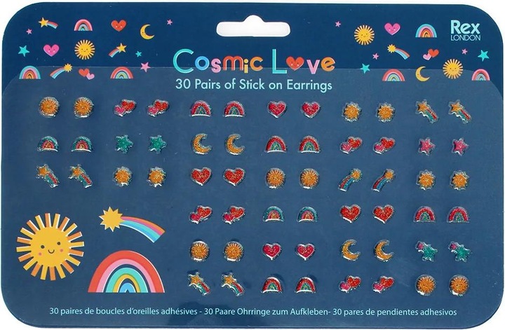 Rex London Cosmic Love Stick On Earrings (30 pairs), Plastic, Adhesive (Kunststoff, Klebstoff)