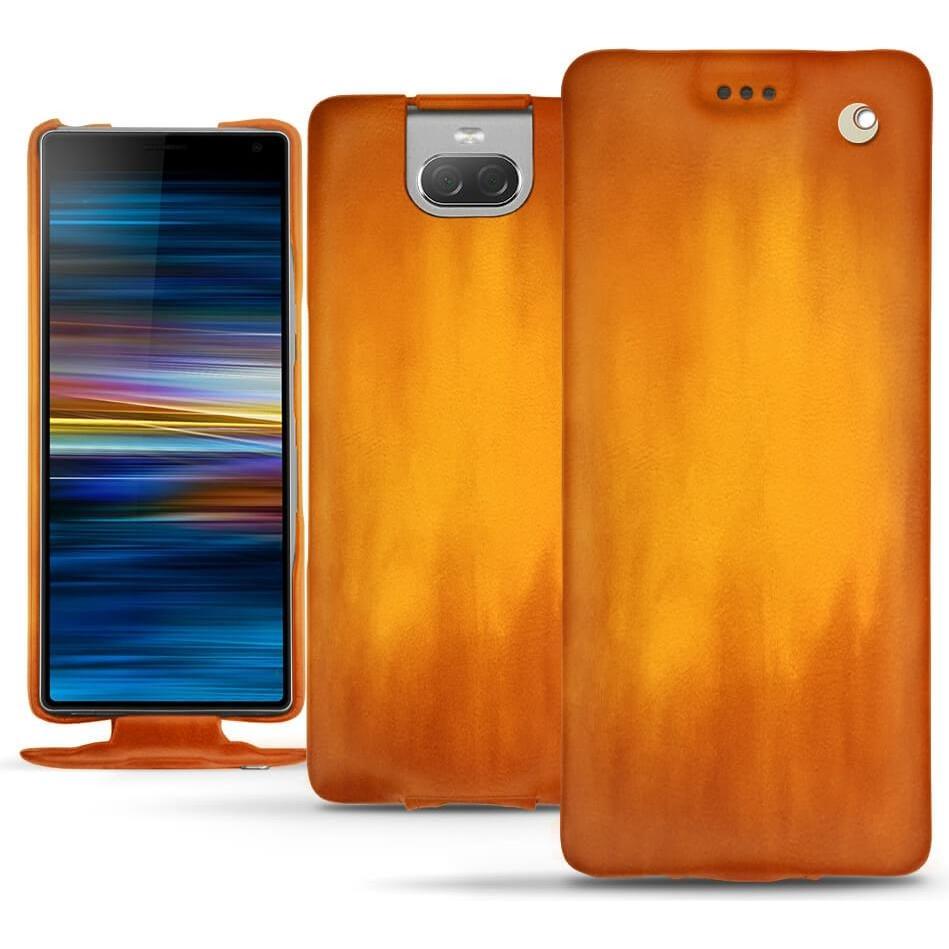 Noreve Lederschutzhülle vertikal (Sony Xperia 10), Smartphone Hülle, Orange