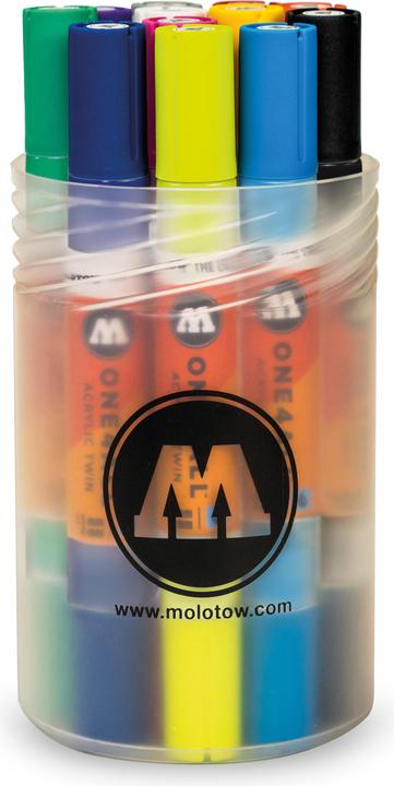 Immagine prodotto Molotow Pennarello permanente One4All Acrylic Twin Basic 1 1,5 e 4mm PU=12 pezzi scatola matita (12x)