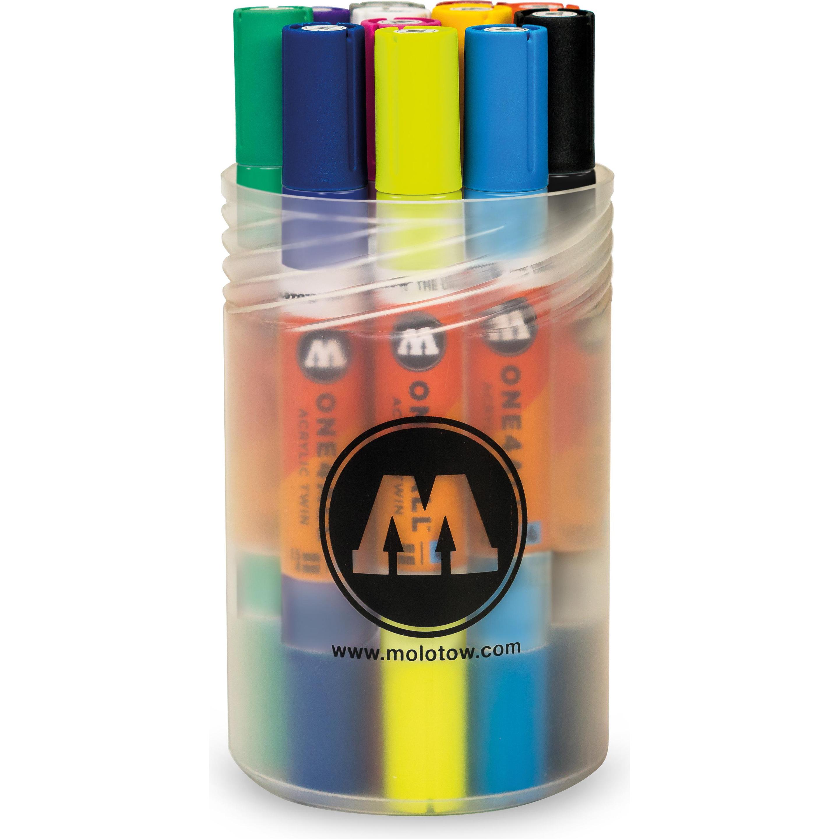 Molotow, Evidenziatori, Pennarello permanente One4All Acrylic Twin Basic 1 1,5 e 4mm PU=12 pezzi scatola matita (12 x)