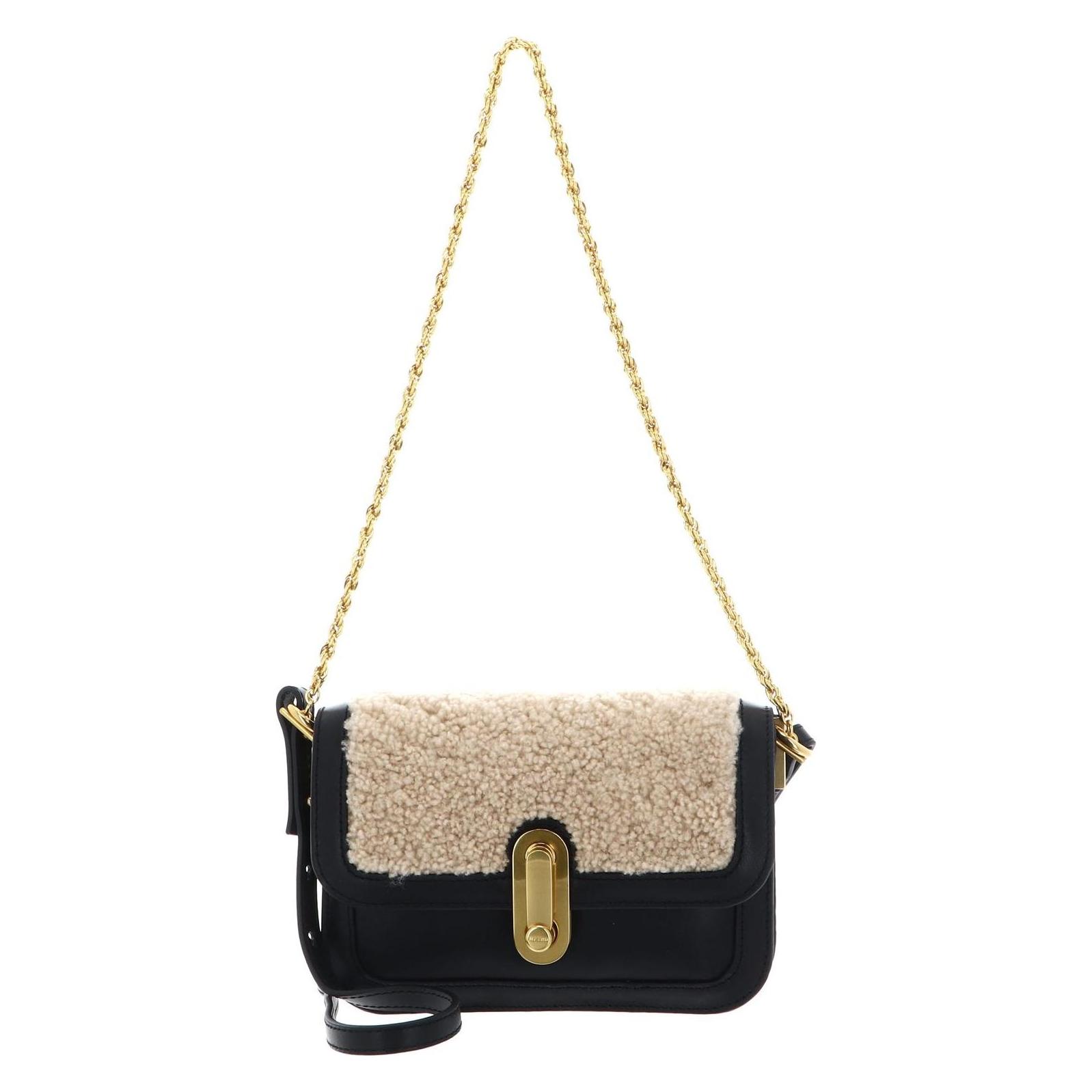 Ted Baker, Damen, Handtasche, Sherlin Twist Lock Detail Shearling Shoulder Bag, Schwarz