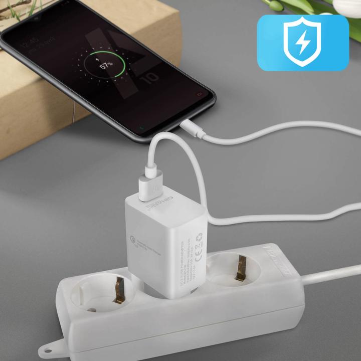 Actual product image Avizar Qualcomm Quick Charge 3.0 3A Power Adapter + Micro USB Cable (18 W)