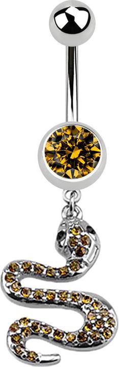 Image du produit Star Piercing Banane argent avec pendentif serpent topaze (sans laiton, Acier chirurgical 316L)