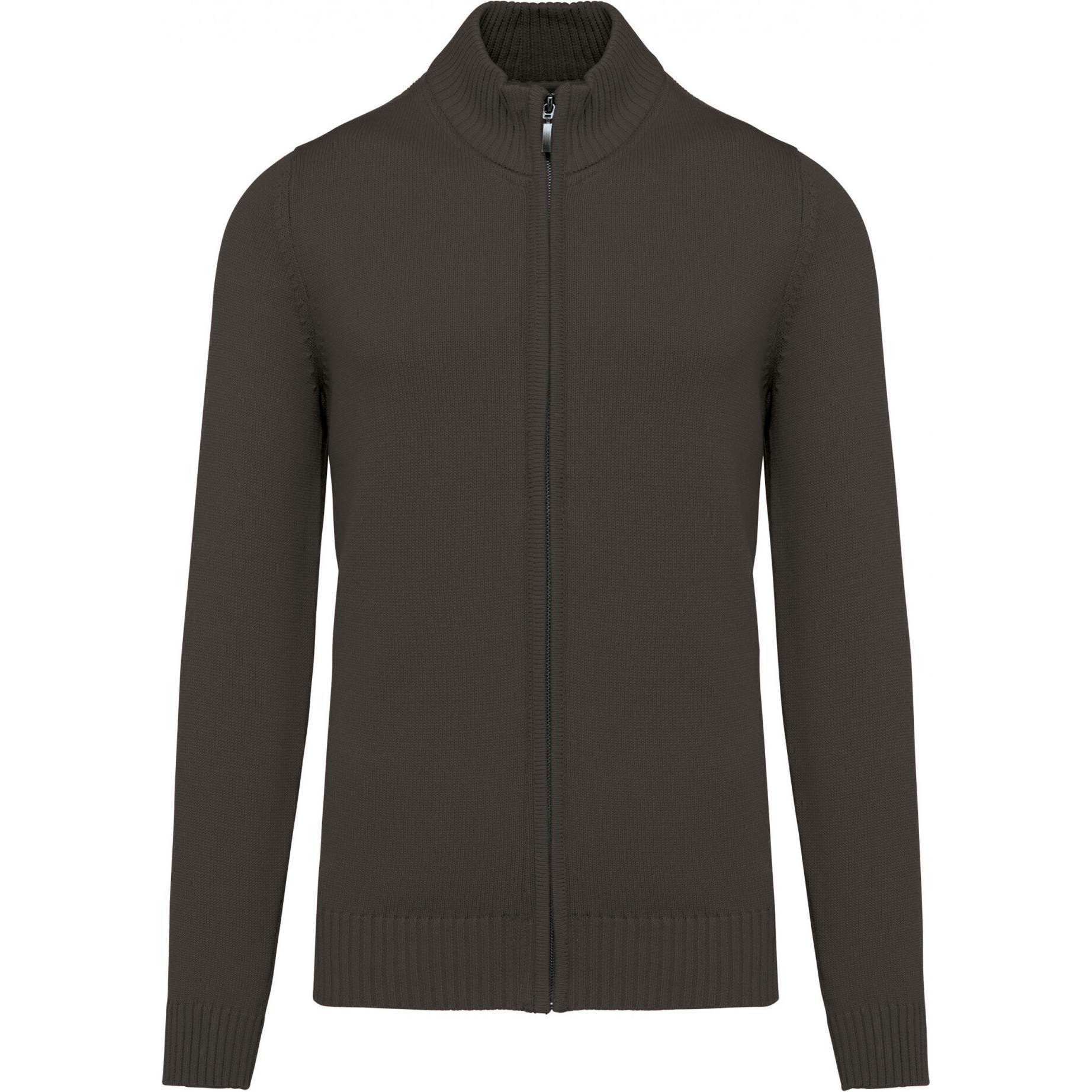 Kariban, Herren, Pullover, Strickjacke mit Reissverschluss, Grau, (S)
