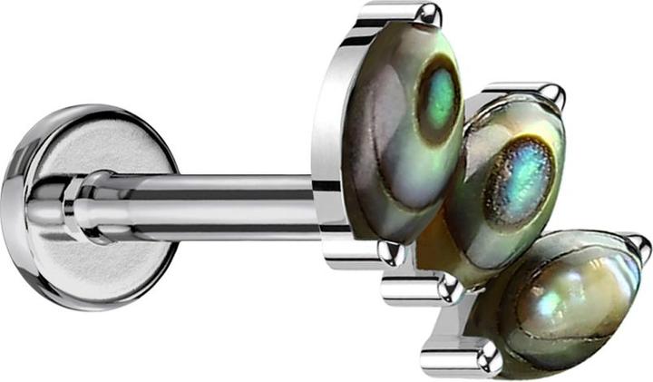 Produktbild Star Piercing Micro Labret Innengewinde silber drei Ovale Abalone (ohne Messing, Organisch, Titan)