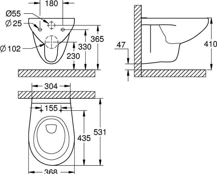 Actual product image Grohe Construction Ceramic Wall Wash Down Toilet