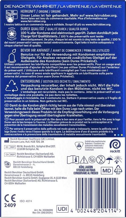 Nährwerte und Zutaten Durex Performa (10 Stk.)