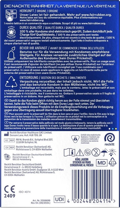 Valori nutrizionali e ingredienti Durex Performa (10 pz.)