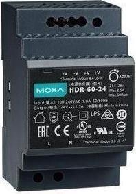 Image du produit Moxa HDR-60-24 - Alimentation rail DIN 60 W2,5 A 24 VDC, universelle 85 à 264 VAC ou 120 à 370 VD