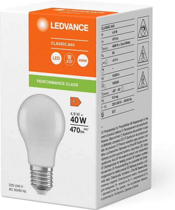 Actual product image Ledvance LED CLA40 4.9W (E27, 4.90 W, 470 lm, 1 x, F)