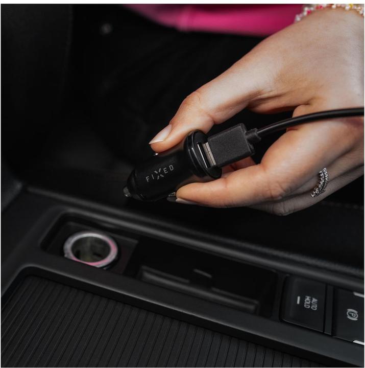Produktbild Fixed Mini Biloplader 2xUSB-A 15W 12/24V Sort