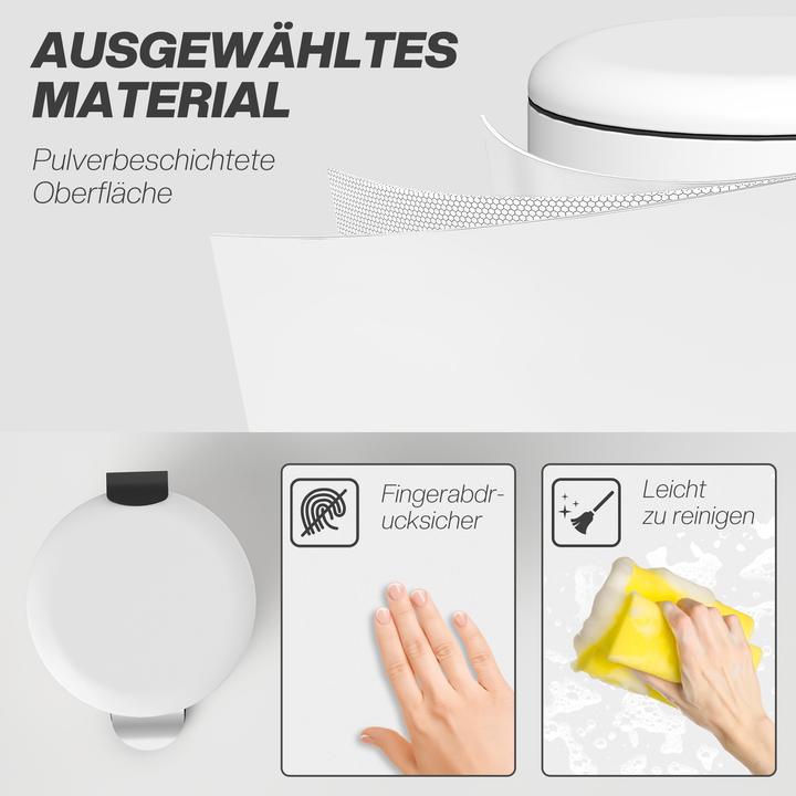 Image du produit Homcom Mülleimer Metall, Kunststoff Cremeweiss (30 l)