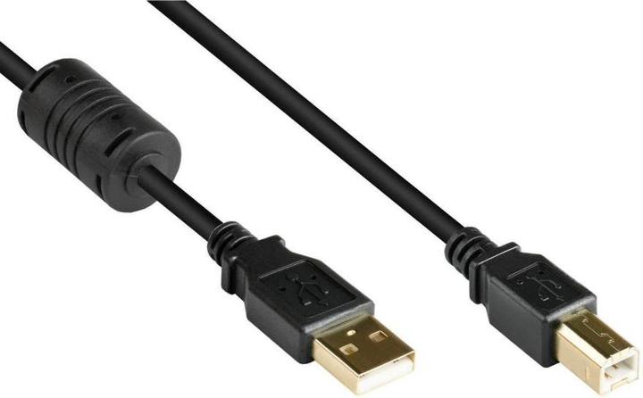 Actual product image Varia SO-36634 - Connection cable USB 2.0 A to B, with ferrite core, gold-plated, black, 1m (1 m, USB 2.0)