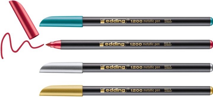 Produktbild Edding Metallic-Faserschreiber (Gold, Metallic Grün, Metallic Rot, Silber, 4 x)