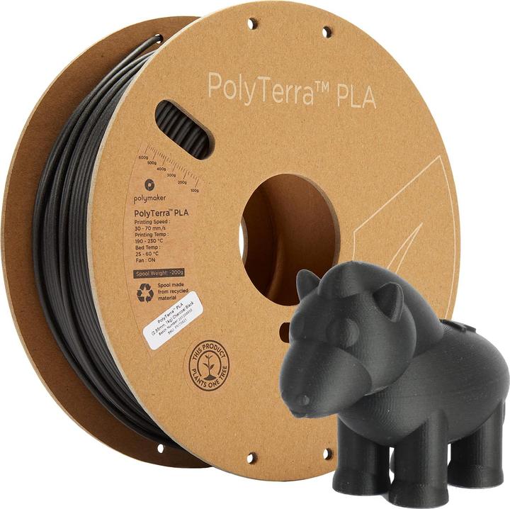 Actual product image Polymaker PolyTerra (PLA, 2.85 mm, 1000 g, Black)