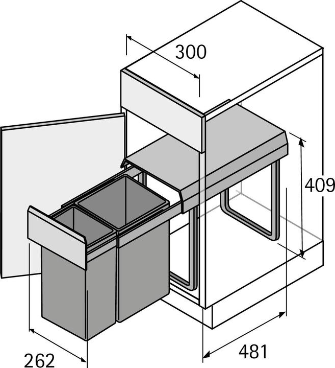 Produktbild Hettich Bin.it Duo II 300 10 L / 20 L KB min. 300 mm grau (30 l)