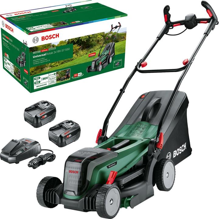 Actual product image Bosch Home & Garden UniversalRotak 2x18V-37-550 (Rechargeable battery operated)
