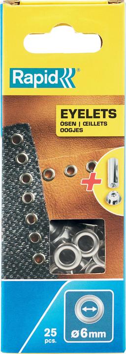 Actual product image Rapid Eyelets 6mm 25 pieces + insertion tool