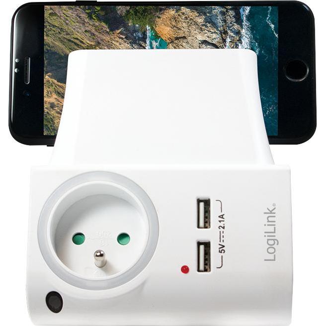 Thumbnail - LogiLink USB Steckdosenadapter, USB Ladegerät, Weiss