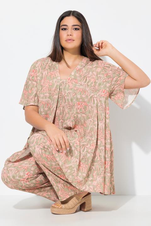 Produktbild Ulla Popken Bluse, Tiermuster, A-Linie, Carré-Ausschnitt, Halbarm (46, 48)